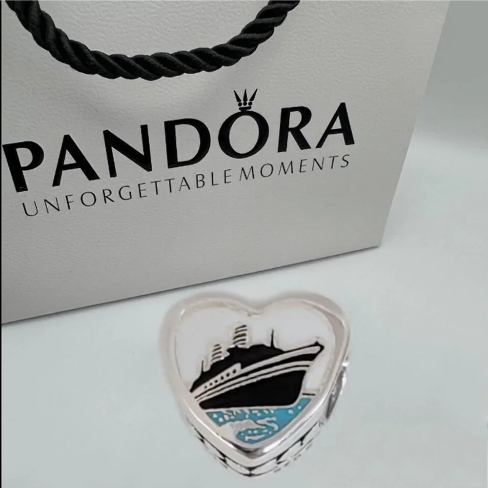 Totem & Cruise Ship Pandora Charm Alaska Heart Pendant Bead S925 Silver with box - Picture 1 of 6